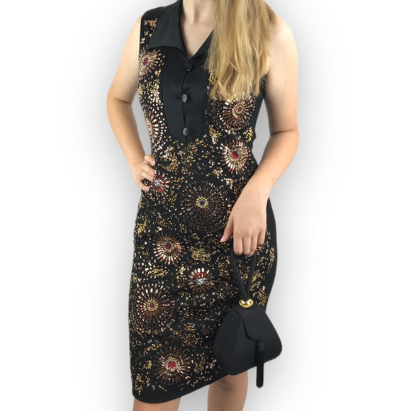 New with tags LIBERTINE BILL BLASS one of a kind couture beaded pencil dress - Picture 16 of 17